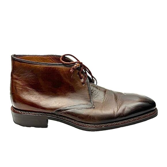 Mezlan Testa II Men’s 9 M Brown Italian Calfskin Leather Chukka Boots Pre-Owned - Picture 4 of 14